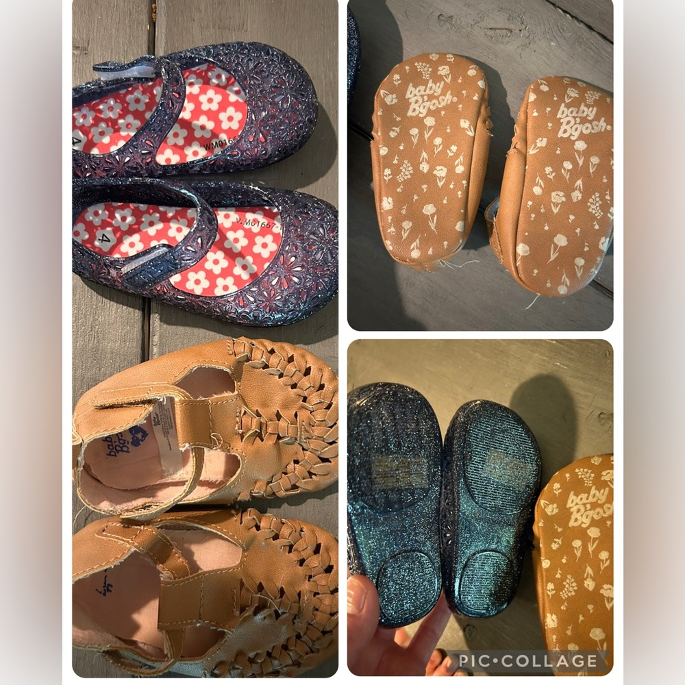 OshKosh B'gosh tan moccasins & NWOT blue jellies